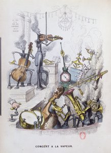 「スチームコンサート」、「Un Autre Monde」からの現代音楽の風刺画、1844 作： Grandville